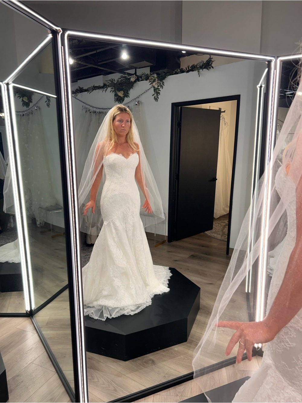 Matthew Christopher Ivory Lace Mermaid Wedding Gown - NEVER WORN!